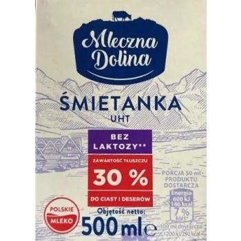 Вершки безлактозні 30% 500мл. ТМ Mleczna Dolina