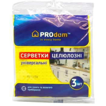 Серветки целюлозні 3шт ТМ Prodom