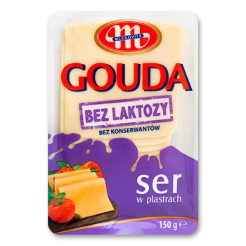 Сир Гауда безлактозний скибками 150г ТМ Mlekovita